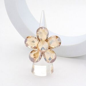 Gold Topaz Cluster Crystal Stretch Flower Ring